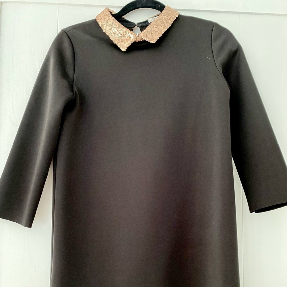 Black long sleeve dress with sequin collar